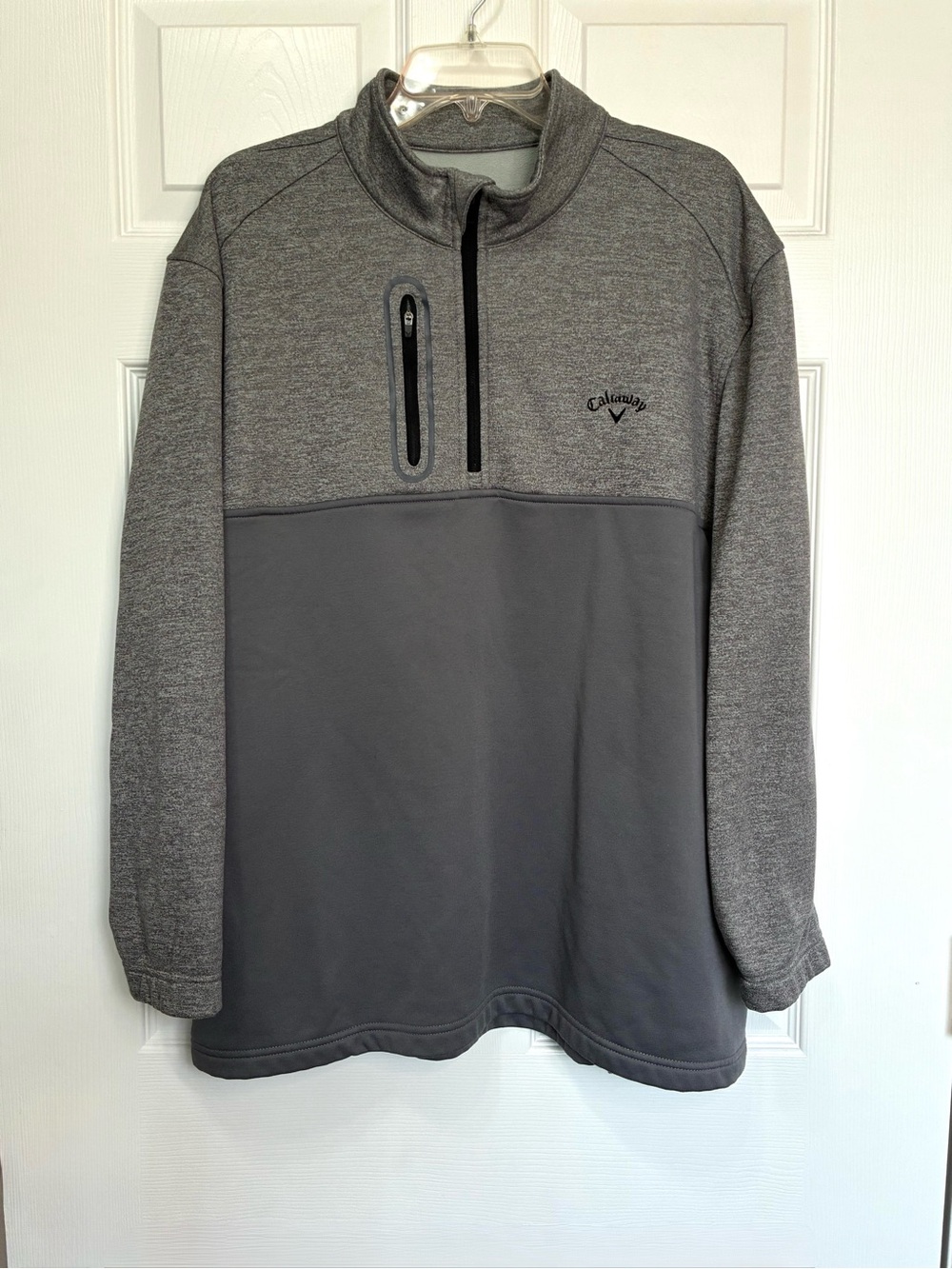 Callaway Tech Fleece Pullover Mens XXL Zip Pocket 1/4 Zip Pockets Gray Fall